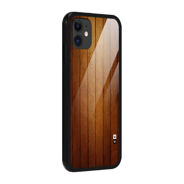 Brown Wood Design Glass Back Case for iPhone 11