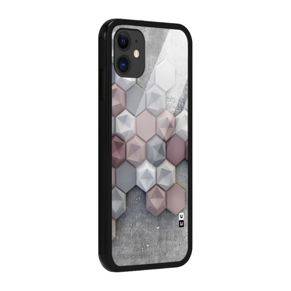 Cute Hexagonal Pattern Glass Back Case for iPhone 11
