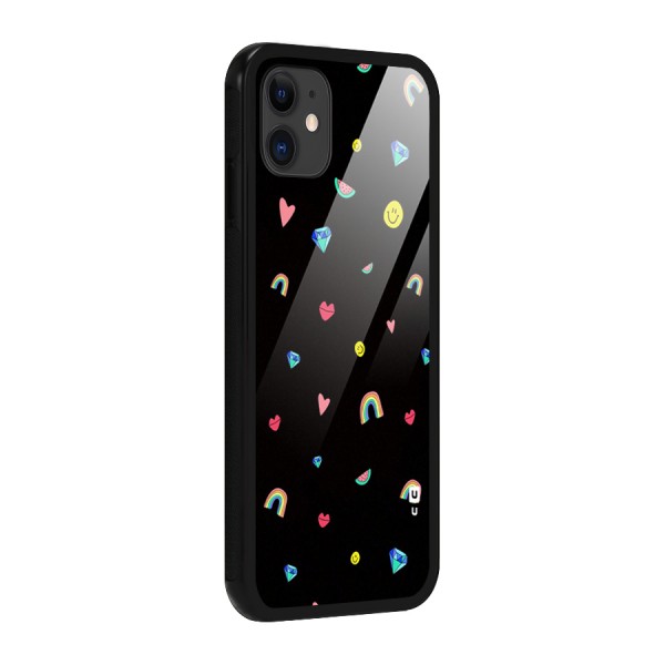 Cute Multicolor Shapes Glass Back Case for iPhone 11