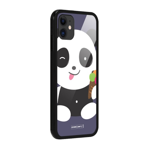 Cute Panda Blue Glass Back Case for iPhone 11