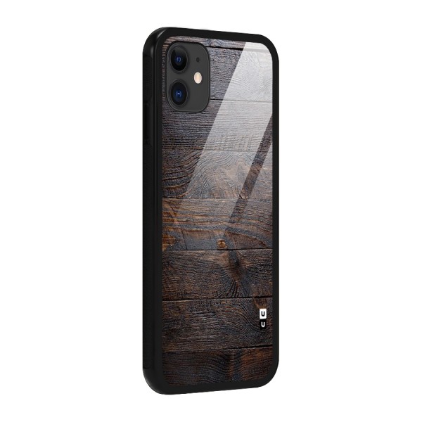 Dark Wood Printed Glass Back Case for iPhone 11