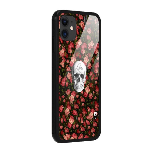 Floral Skull Love Glass Back Case for iPhone 11