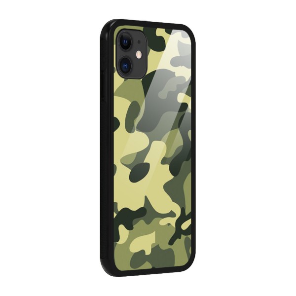 Green Military Pattern Glass Back Case for iPhone 11