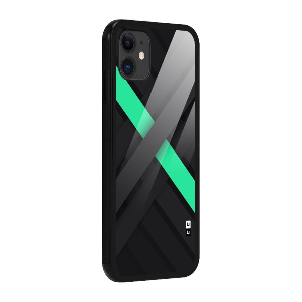 Green Stripe Diagonal Glass Back Case for iPhone 11