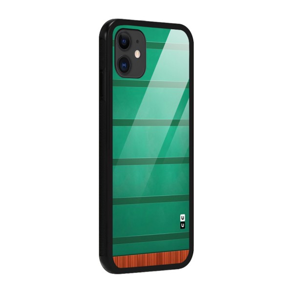 Green Wood Stripes Glass Back Case for iPhone 11