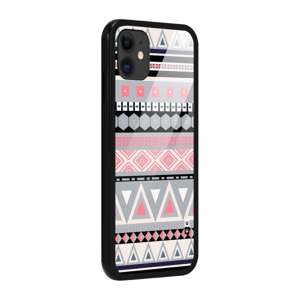 Grey Pink Pattern Glass Back Case for iPhone 11