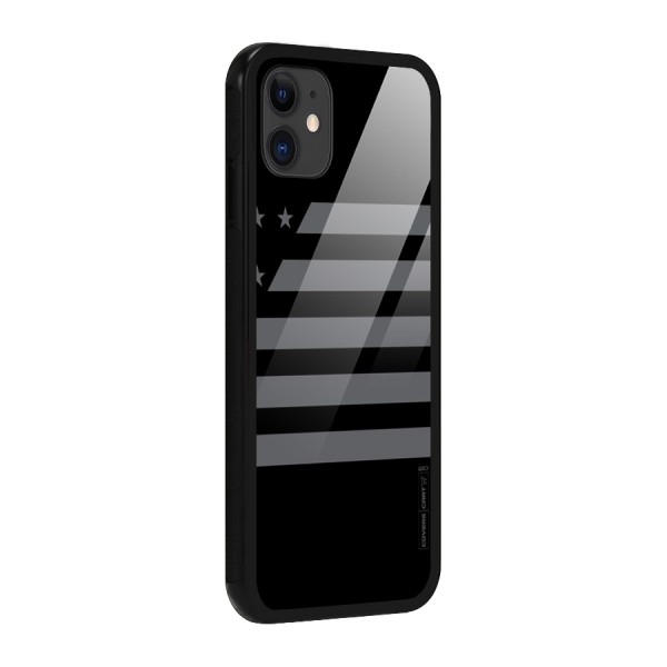 Grey Star Striped Pattern Glass Back Case for iPhone 11