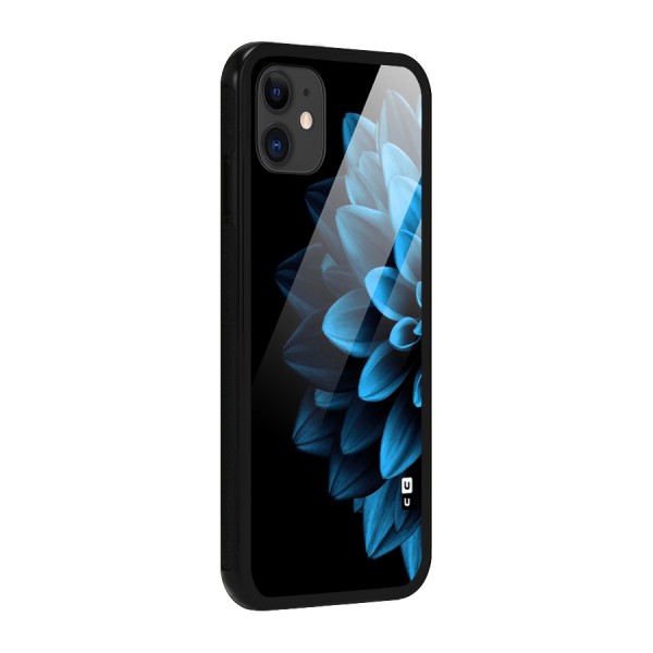 Half Blue Flower Glass Back Case for iPhone 11