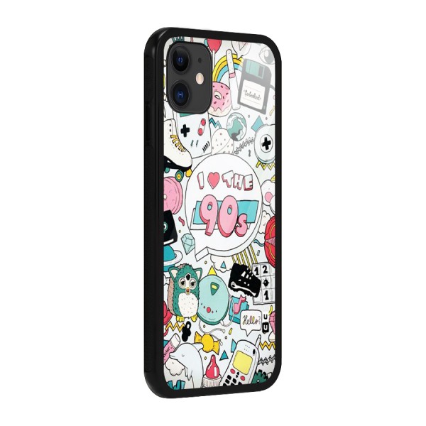 Heart 90s Glass Back Case for iPhone 11