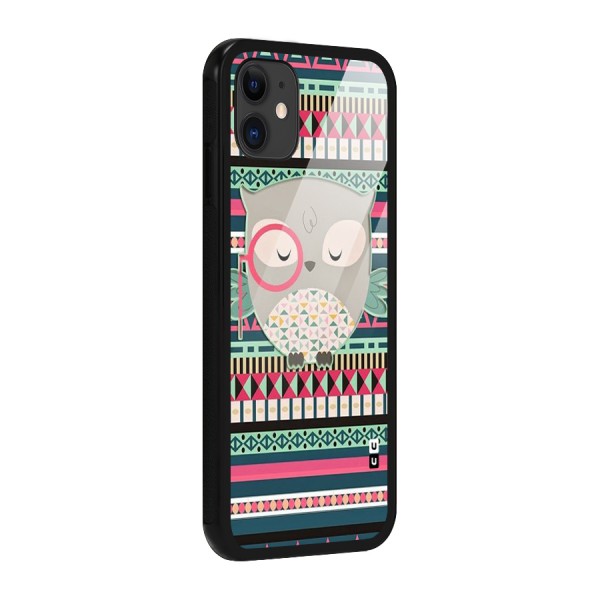 Owl Cute Pattern Glass Back Case for iPhone 11