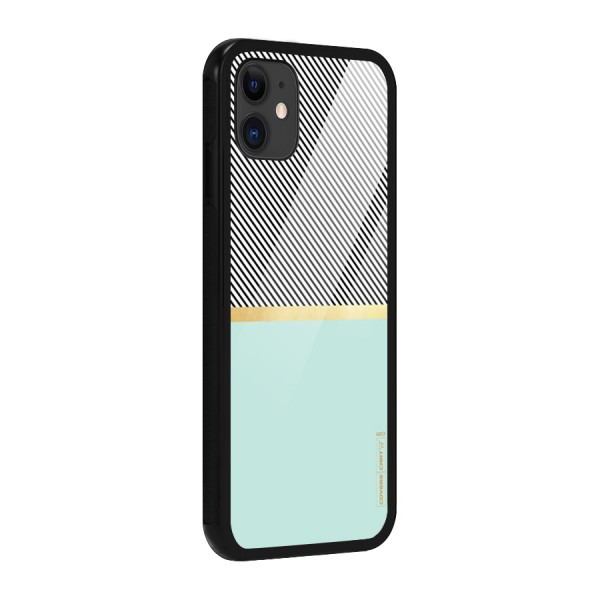 Pastel Green Base Stripes Glass Back Case for iPhone 11