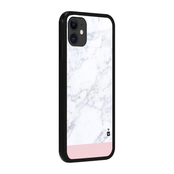 Pink White Merge Marble Glass Back Case for iPhone 11