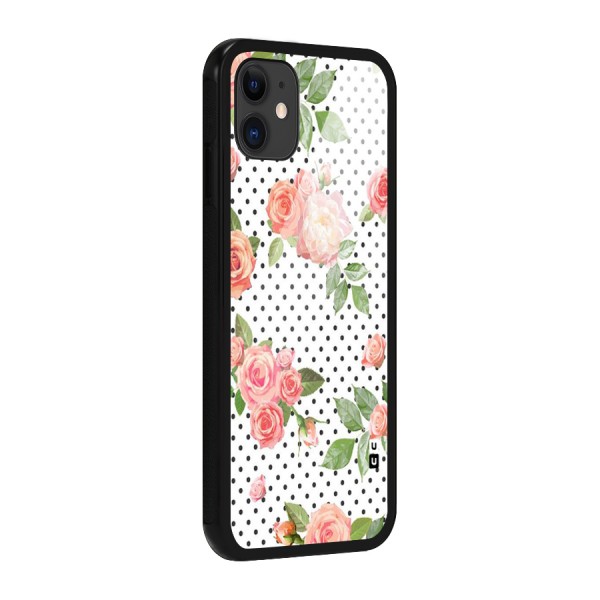 Polka Bloom White Glass Back Case for iPhone 11