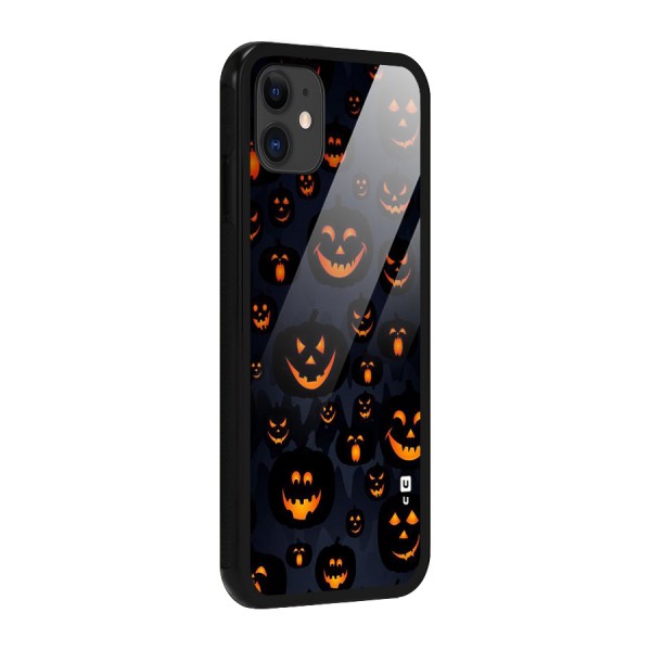 Pumpkin Smile Pattern Glass Back Case for iPhone 11