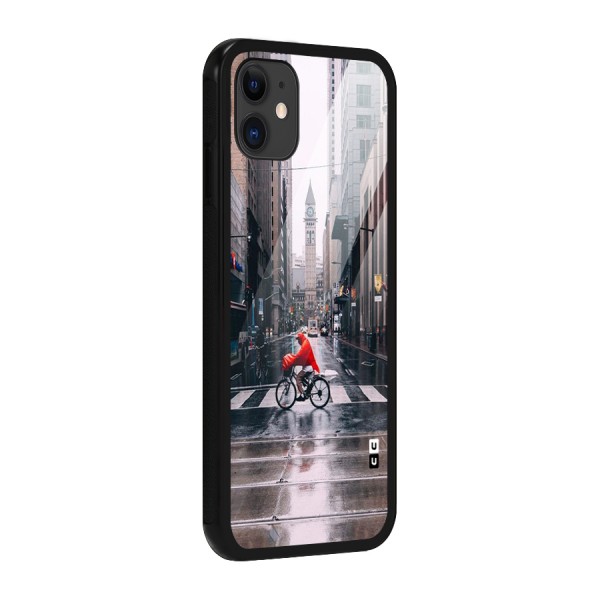 Red Bicycle Street Glass Back Case for iPhone 11