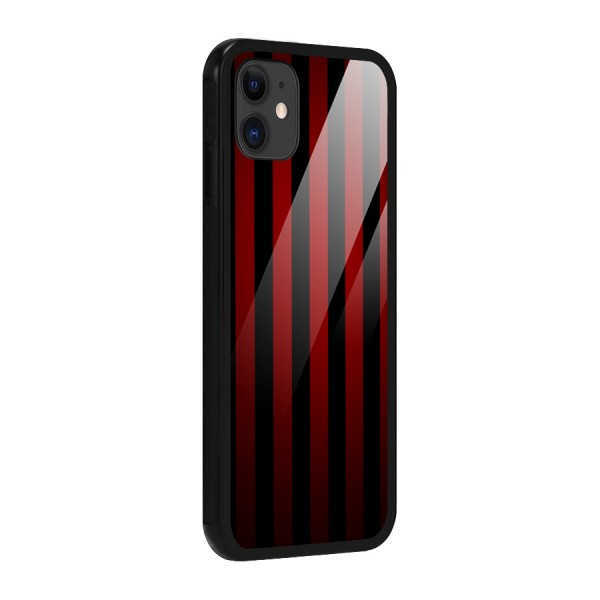 Red Black Stripes Glass Back Case for iPhone 11