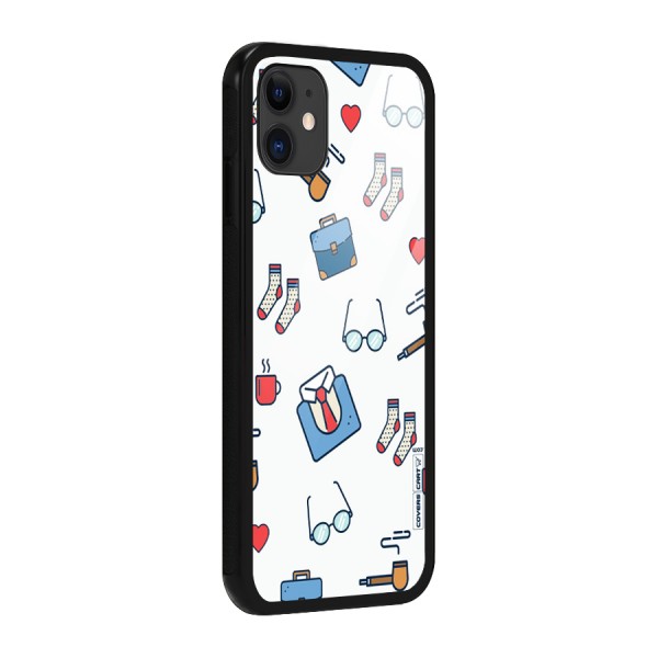 Shirt Spectacles Pattern Glass Back Case for iPhone 11