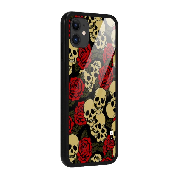 Skulled Roses Glass Back Case for iPhone 11