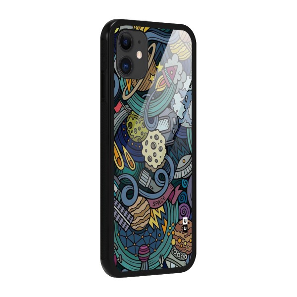 Space Pattern Blue Glass Back Case for iPhone 11