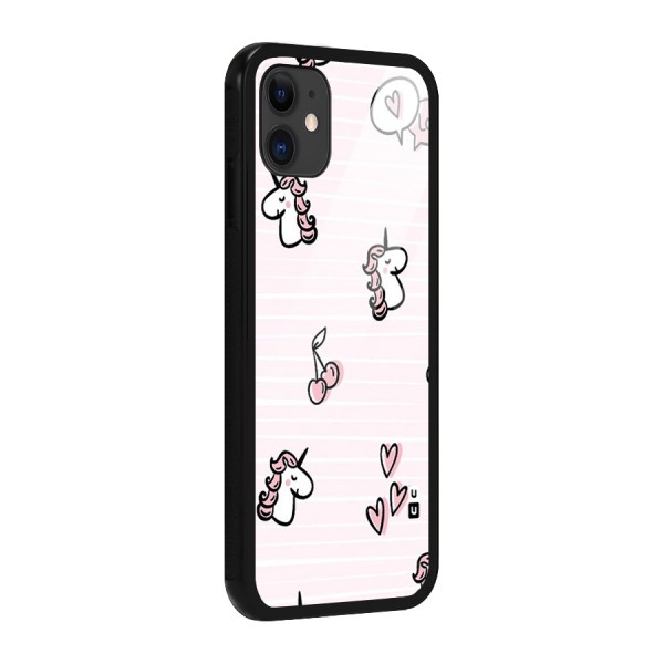 Strawberries And Unicorns Glass Back Case for iPhone 11
