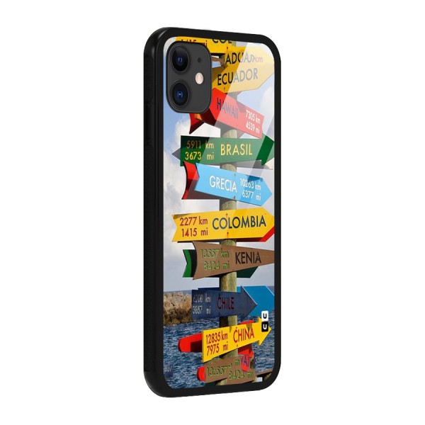 Travel Directions Glass Back Case for iPhone 11