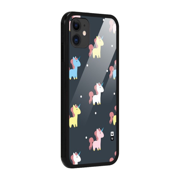 Unicorn Pattern Glass Back Case for iPhone 11