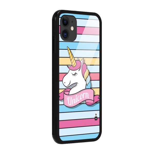 Unicorn Stripes Glass Back Case for iPhone 11