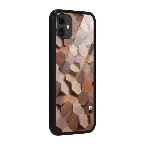 Uplifted Wood Hexagons Glass Back Case for iPhone 11