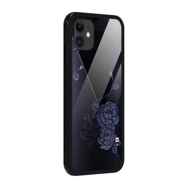 Voilet Floral Design Glass Back Case for iPhone 11