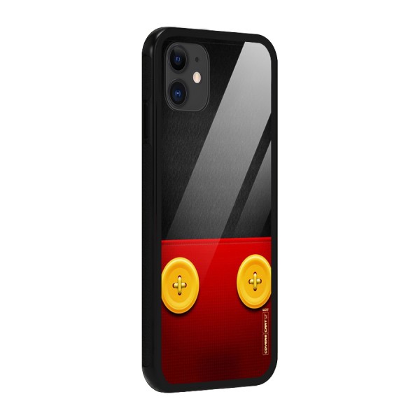 Yellow Button Glass Back Case for iPhone 11