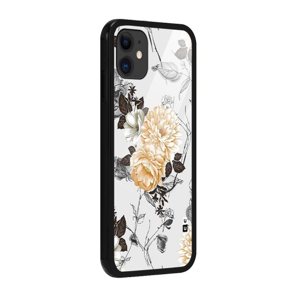 Yellow Floral Glass Back Case for iPhone 11