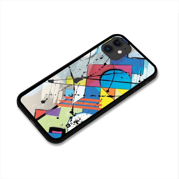 Abstract Paint Shape Glass Back Case for iPhone 11