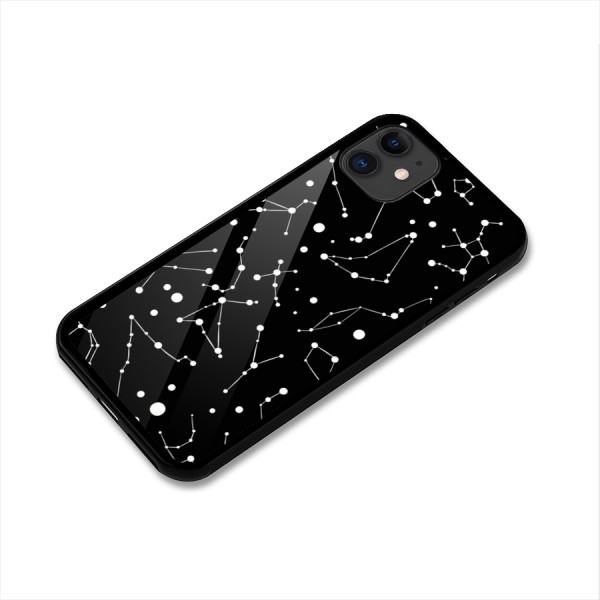 Black Constellation Pattern Glass Back Case for iPhone 11