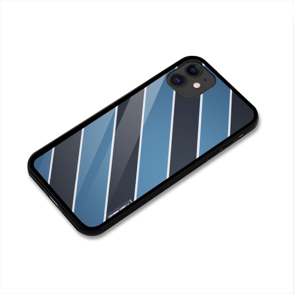 Blue Black Stripes Glass Back Case for iPhone 11