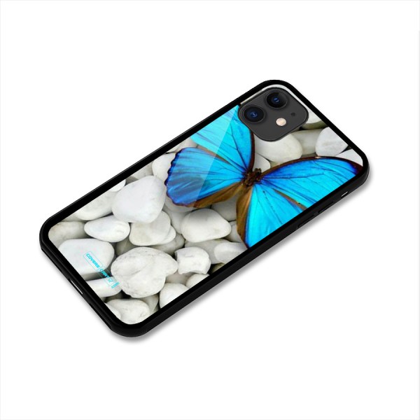 Blue Butterfly Glass Back Case for iPhone 11