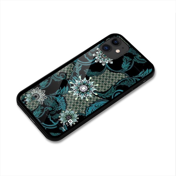 Bottle Green Floral Glass Back Case for iPhone 11