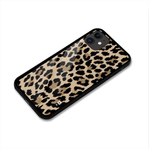 Brown Leapord Print Glass Back Case for iPhone 11