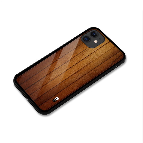 Brown Wood Design Glass Back Case for iPhone 11