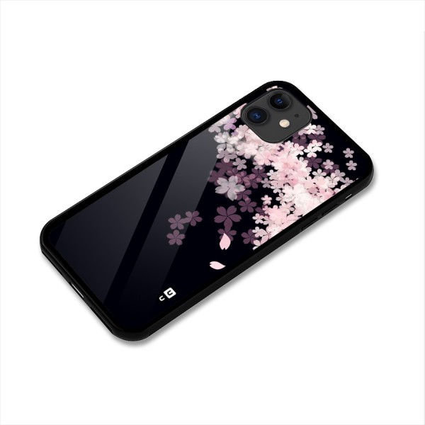 Cherry Flowers Pink Glass Back Case for iPhone 11