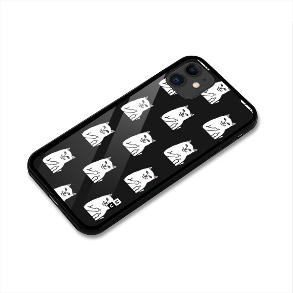 Chill Cat Pattern Glass Back Case for iPhone 11