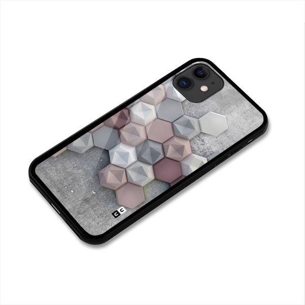 Cute Hexagonal Pattern Glass Back Case for iPhone 11
