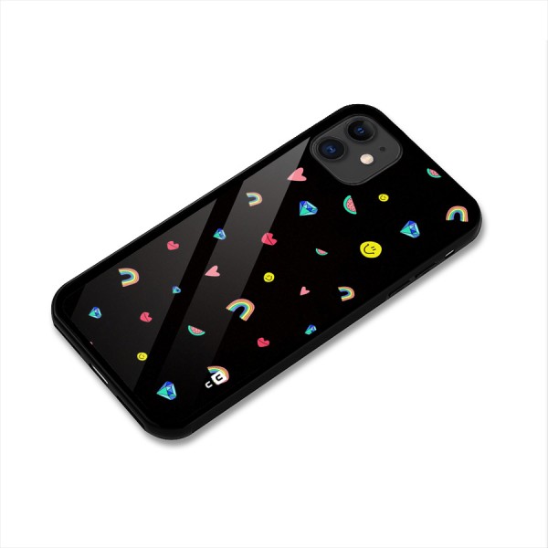 Cute Multicolor Shapes Glass Back Case for iPhone 11