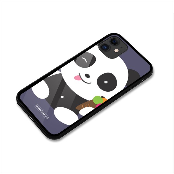 Cute Panda Blue Glass Back Case for iPhone 11