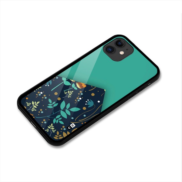 Floral Corner Glass Back Case for iPhone 11