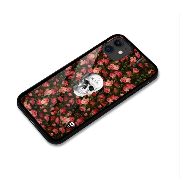 Floral Skull Love Glass Back Case for iPhone 11