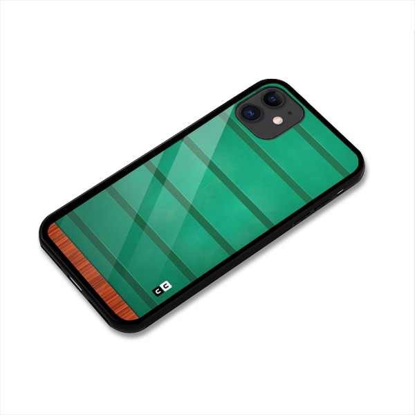 Green Wood Stripes Glass Back Case for iPhone 11