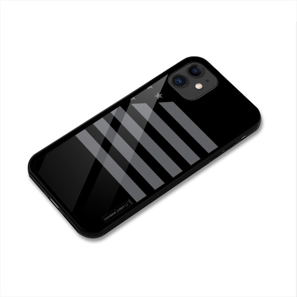 Grey Star Striped Pattern Glass Back Case for iPhone 11