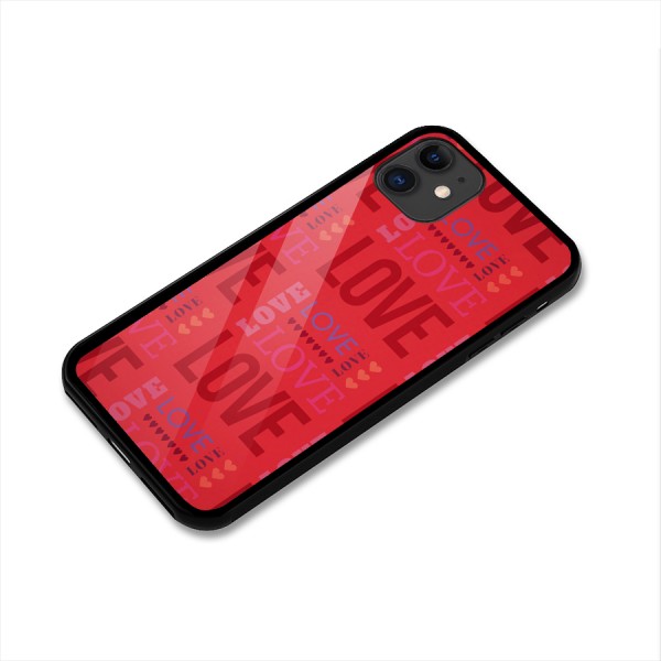 Love Pattern Glass Back Case for iPhone 11