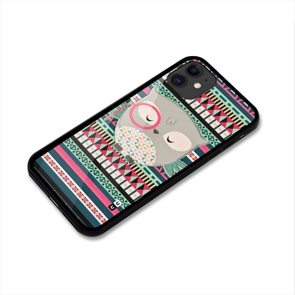 Owl Cute Pattern Glass Back Case for iPhone 11