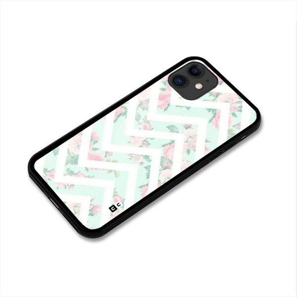 Pastel Floral Zig Zag Glass Back Case for iPhone 11